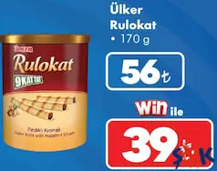 ÜLKER RULOKAT FINDIKLI GOFRET 170 G ÜLKER RULOKAT FINDIKLI GOFRET 170 G